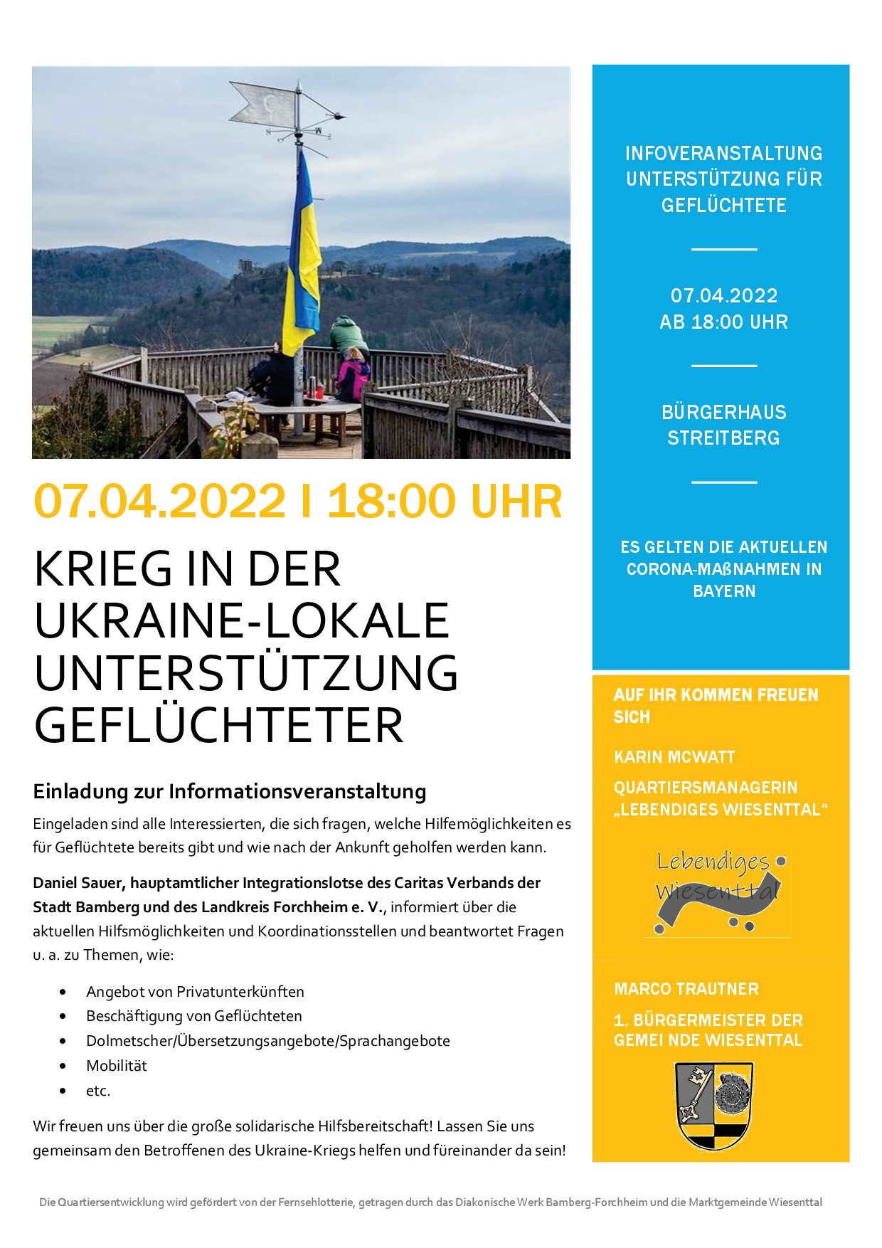 Info-Veranstaltung: Krieg in der Ukraine – lokale Unterstützung Geflüchteter in Wiesenttal